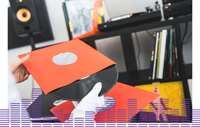 Vinyl Inner Sleeves Red with Record